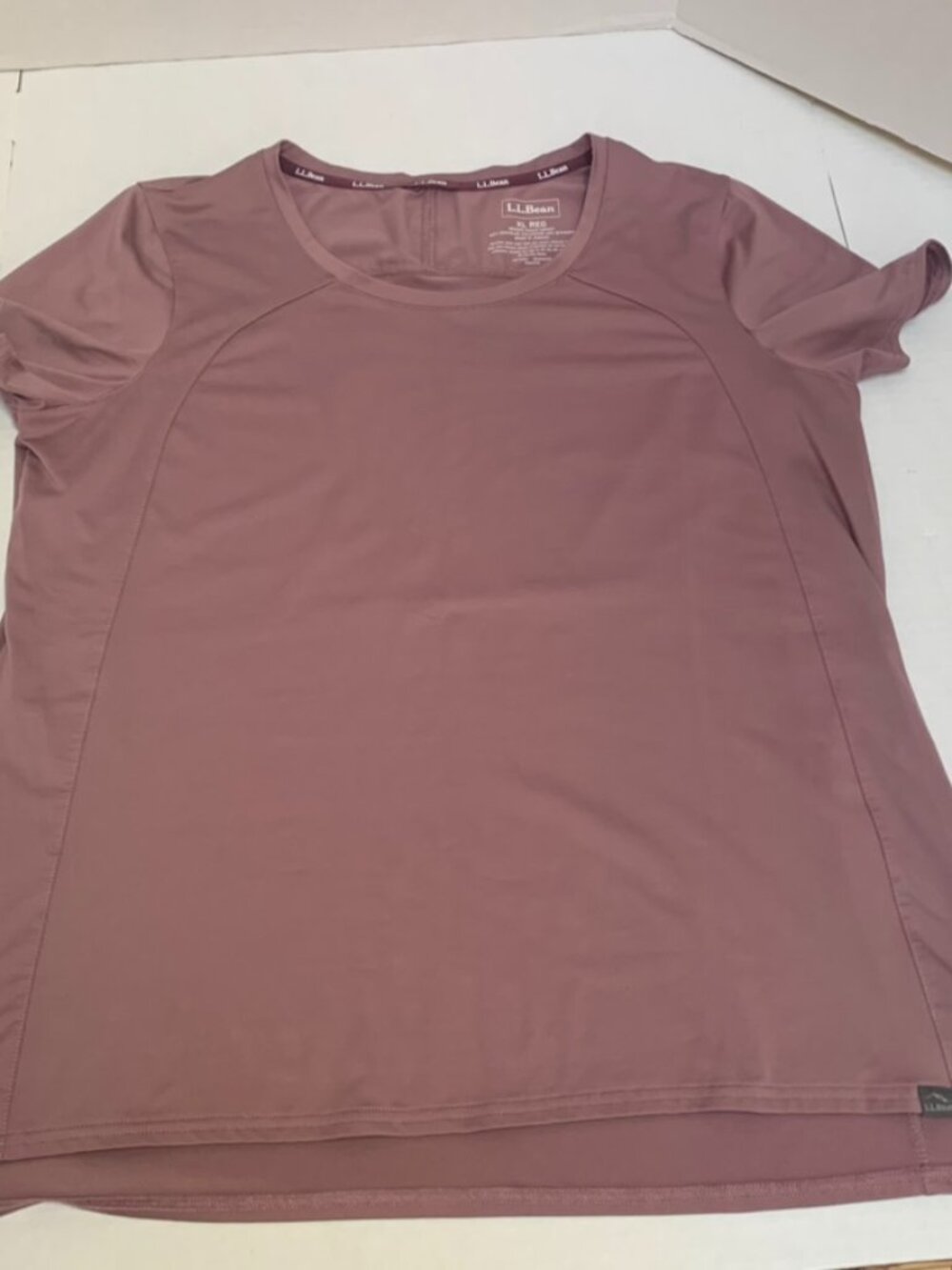 NWOT LL Bean Womens Size XL Dusty Rose Mauve Short Sleeve Top Shirt Blouse